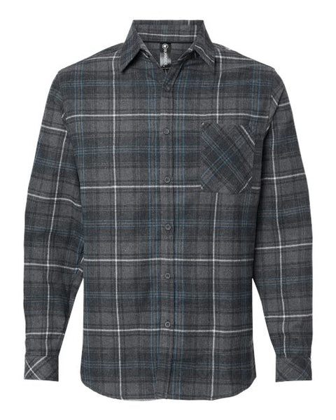 MENS OPEN POCKET FLANNEL CHARCOAL/BLUE