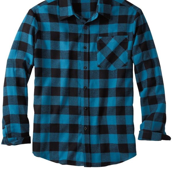 BLUE AND BLACK MENS BIKER FLANNEL