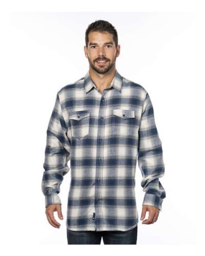 MENS BIKER FLANNEL ECRU AND BLUE