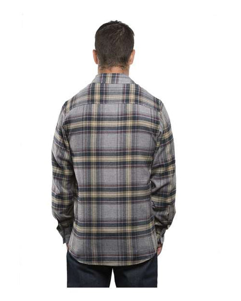 LIGHT GREY MENS BIKER FLANNEL