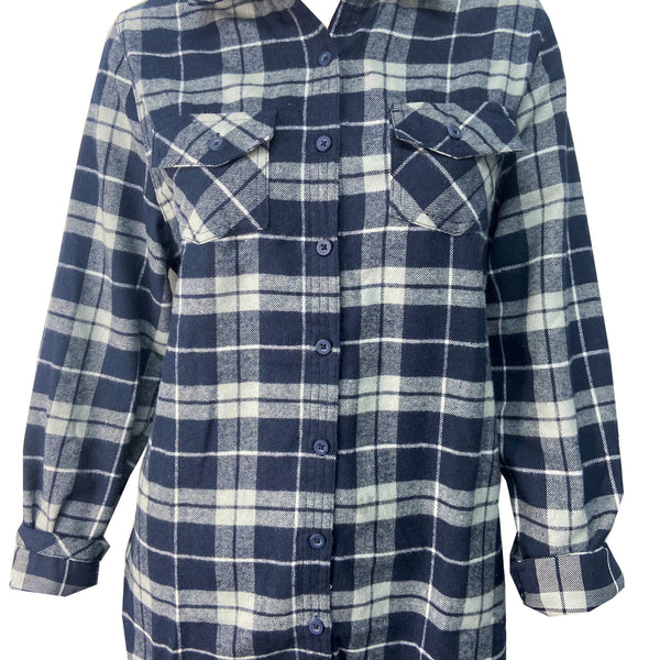 A KRAZY KATZ FLANNEL – NAVY AND GREY