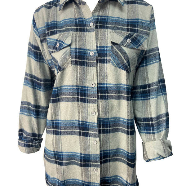 A KRAZY KATZ FLANNEL – GREY AND BLUE