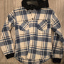Kids Boys Flannel Blue and White with Black Hoodie
