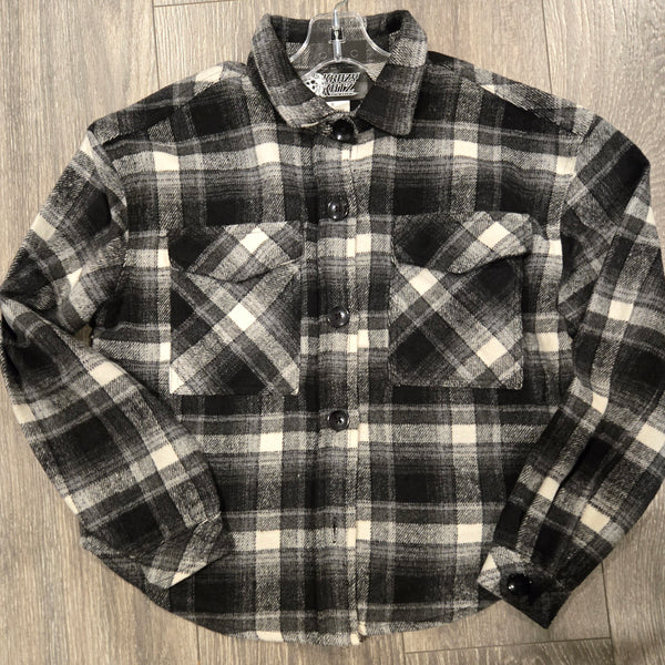 Kids Girls Flannel Jacket Black and White