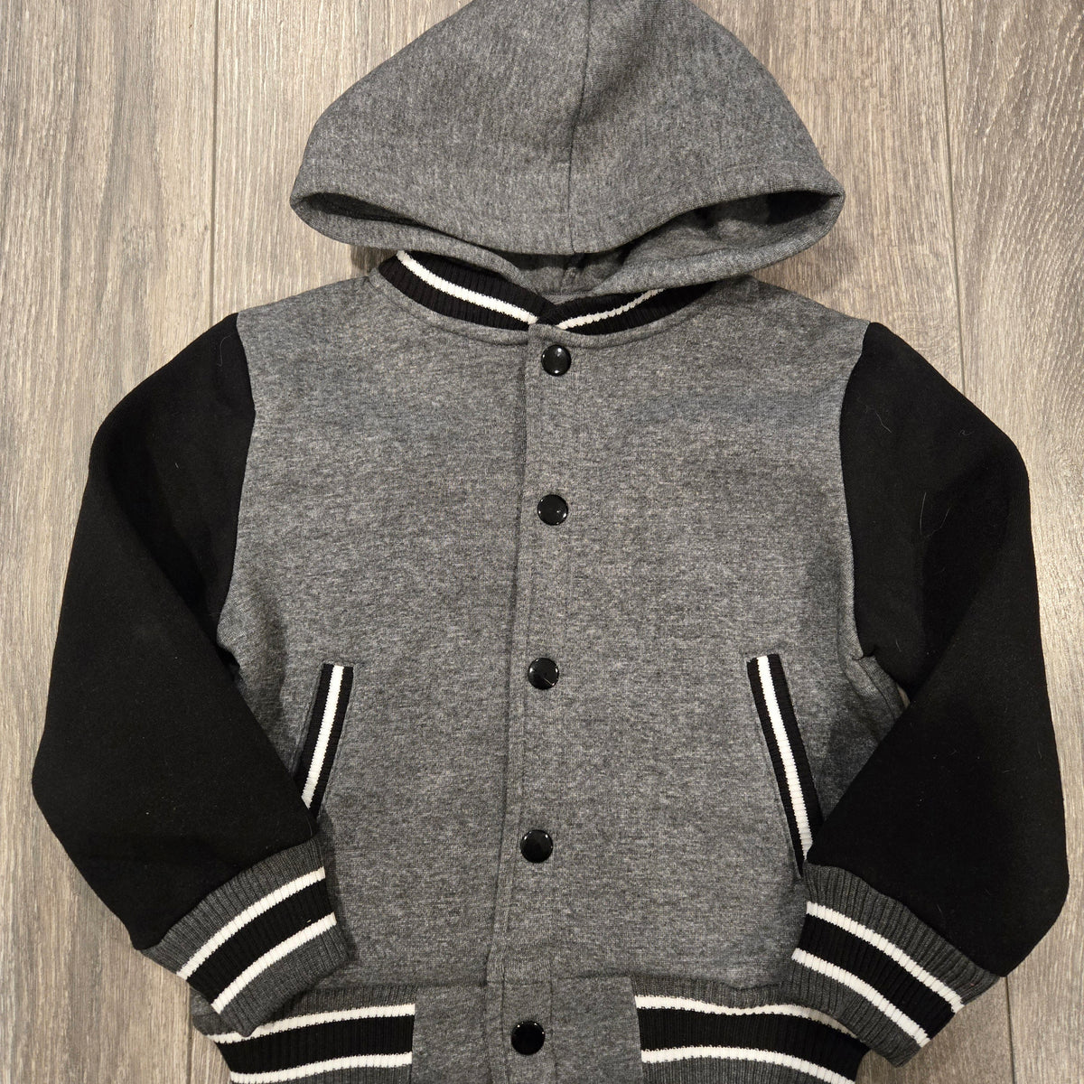 Kids Girls Black and Grey Letterman Jacket