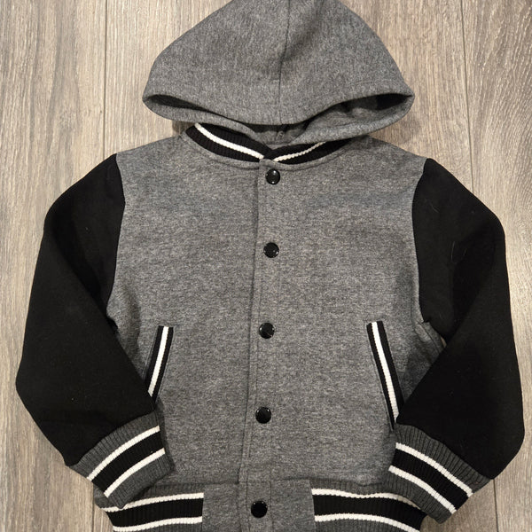 Kids Girls Black and Grey Letterman Jacket