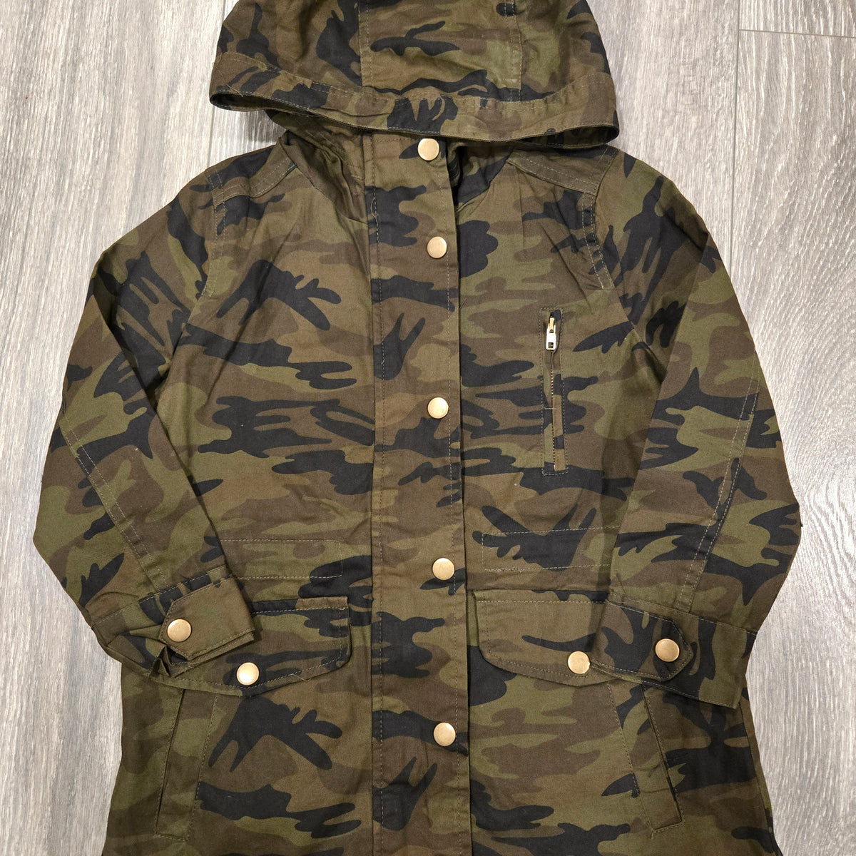 Kids Army Style Jacket With Hood