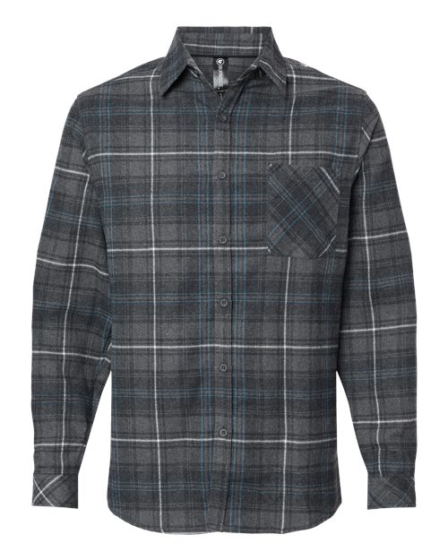 MENS OPEN POCKET FLANNEL CHARCOAL/BLUE