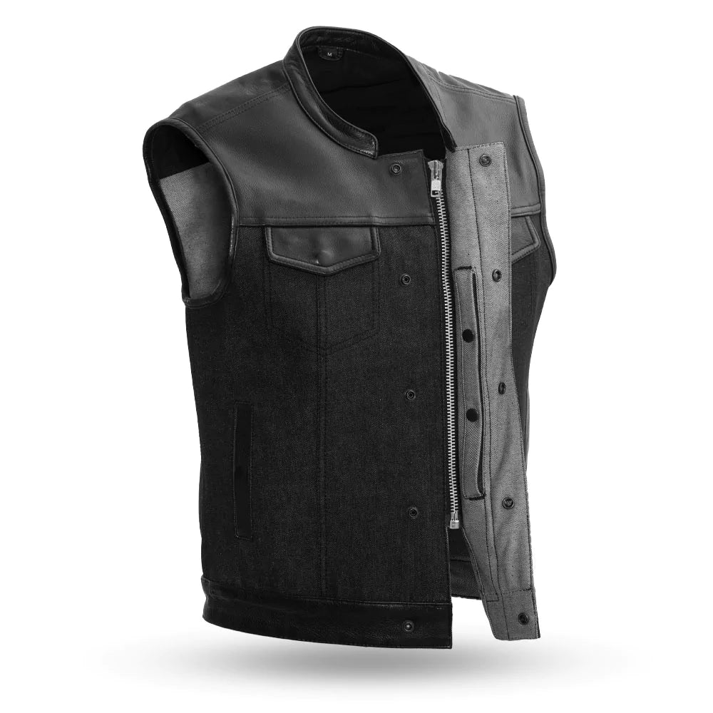 MENS VEST LEATHER/DENIM – Krazy Katz Moto