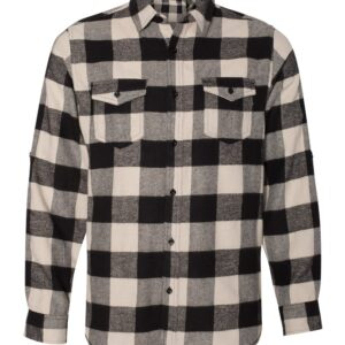 ECRU AND BLACK MEN'S BIKER FLANNEL