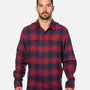 CRIMSON AND NAVY MENS BIKER FLANNEL