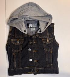 Kids Girl's Biker Vest Hoodie - black & grey