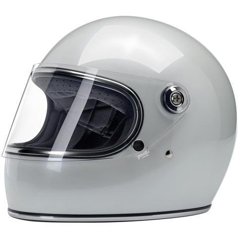 billet silver motorcycle helmet BILTWELL GRINGO S METALLIC PEARL WHITE – Krazy Katz Moto