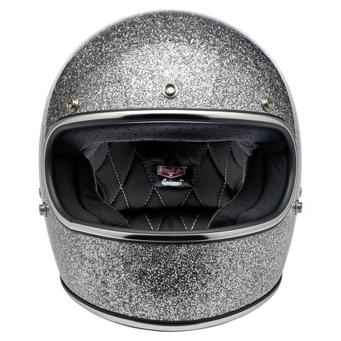 billet silver motorcycle helmet BILTWELL GRINGO SILVER MEGAFLAKE – Krazy Katz Moto