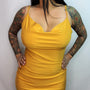 MUSTARD SILKY MOTO DRESS