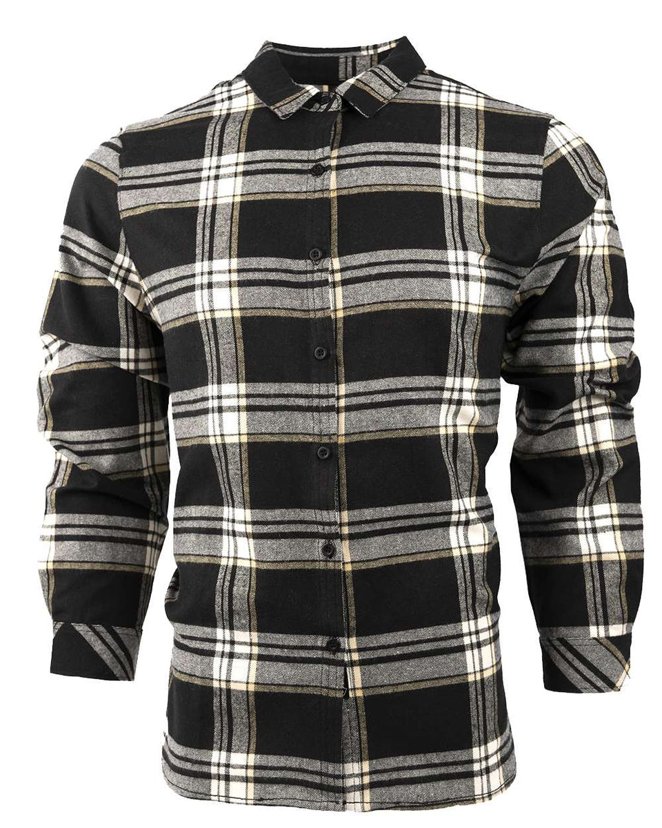 BLACK AND ECRU NO POCKET WOMENS FLANNEL